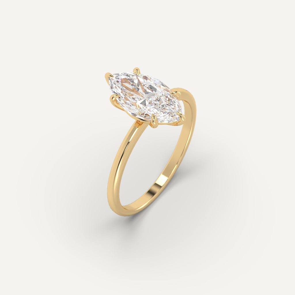 2 Carat Engagement Ring Marquise Cut Diamond In 14K Yellow Gold