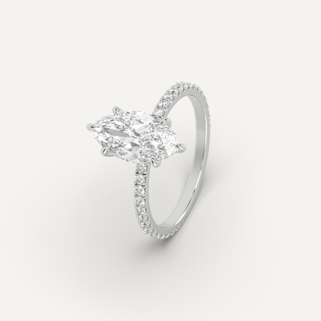White Gold 2 Carat Engagement Ring Marquise Cut Diamond