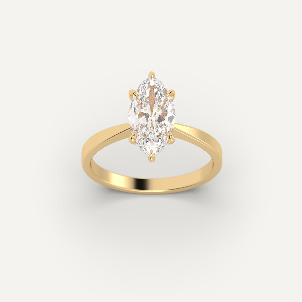 Yellow Gold 2 Carat Engagement Ring On Woman's Hand