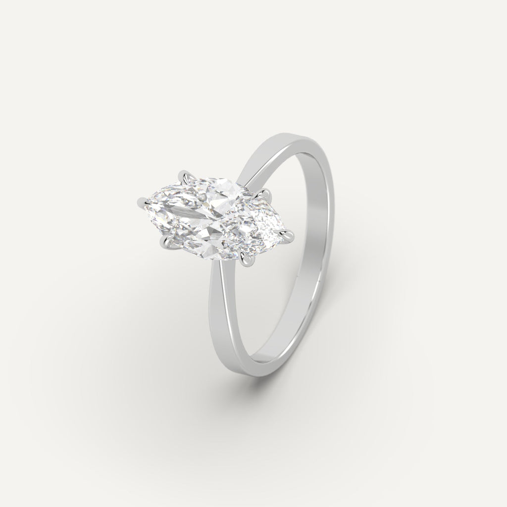 White Gold 2 Carat Engagement Ring Marquise Cut Diamond