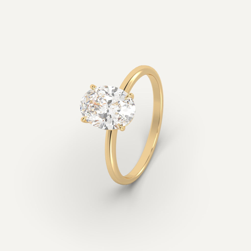 Yellow Gold 2 Carat Engagement Ring Oval Cut Diamond