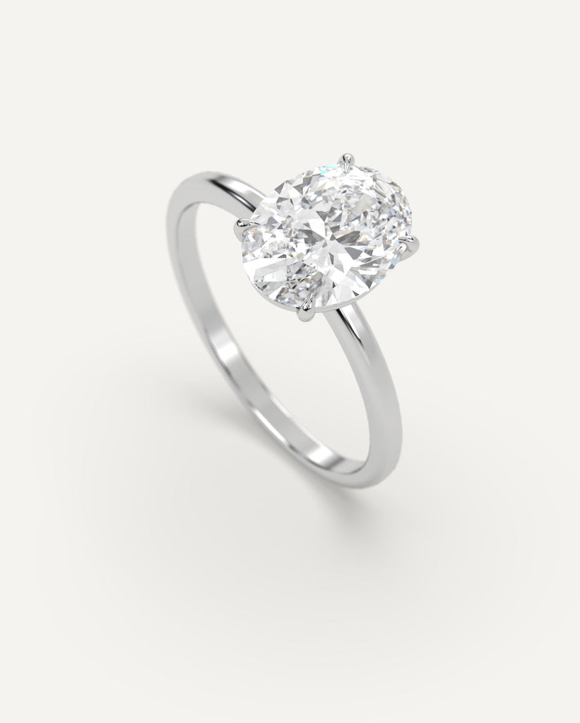 Whisper Thin Oval Cut Engagement Ring 2 Carat Diamond