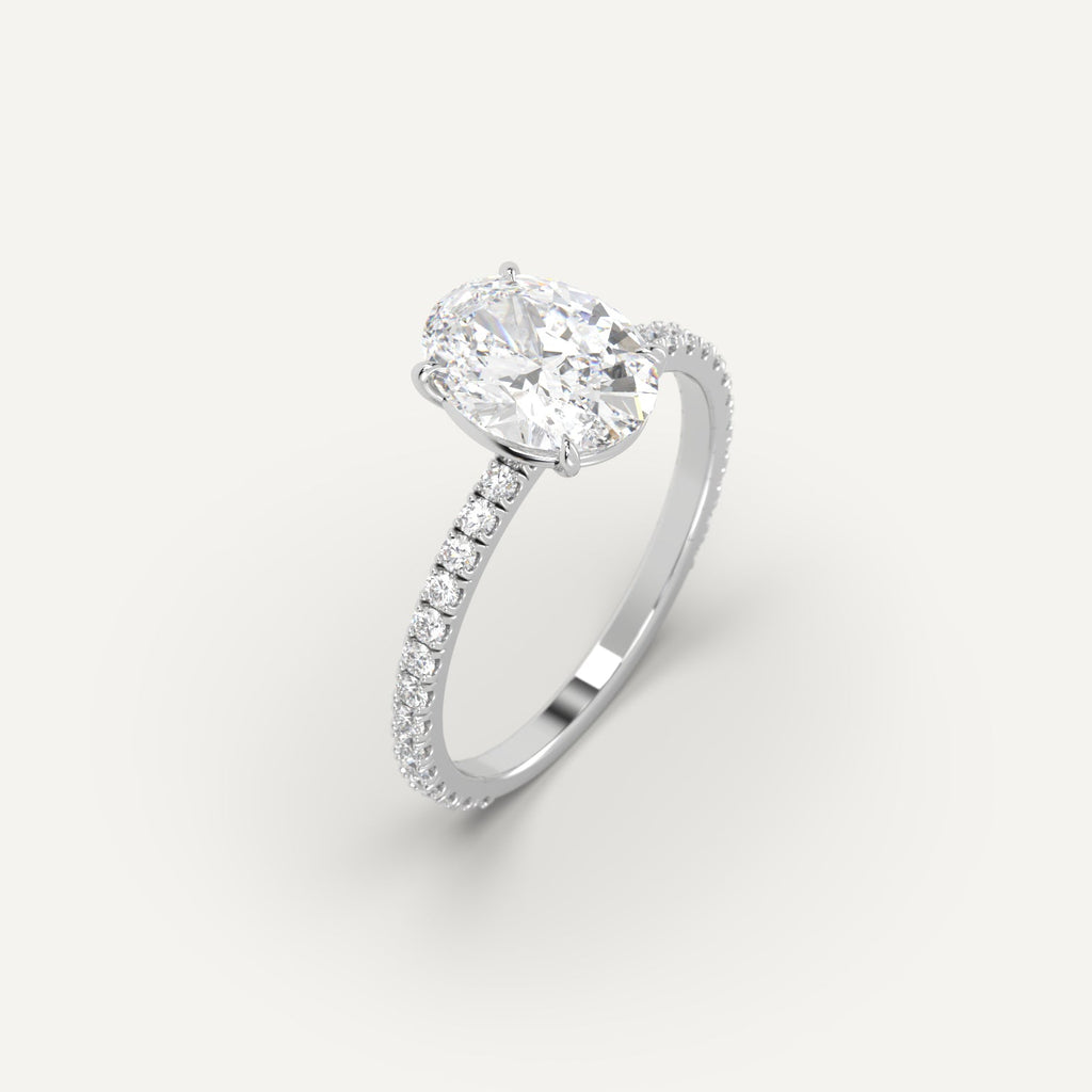 2 Carat Engagement Ring Oval Cut Diamond In 14K White Gold