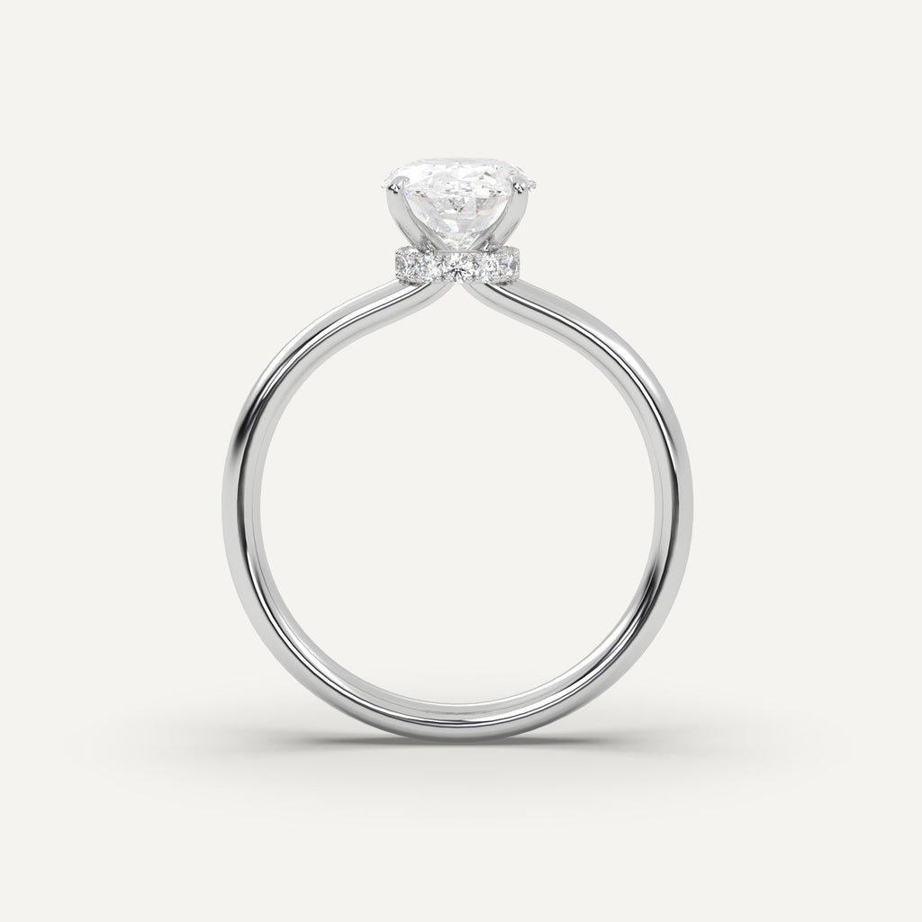 2 Carat Oval Cut Engagement Ring In 14K White Gold