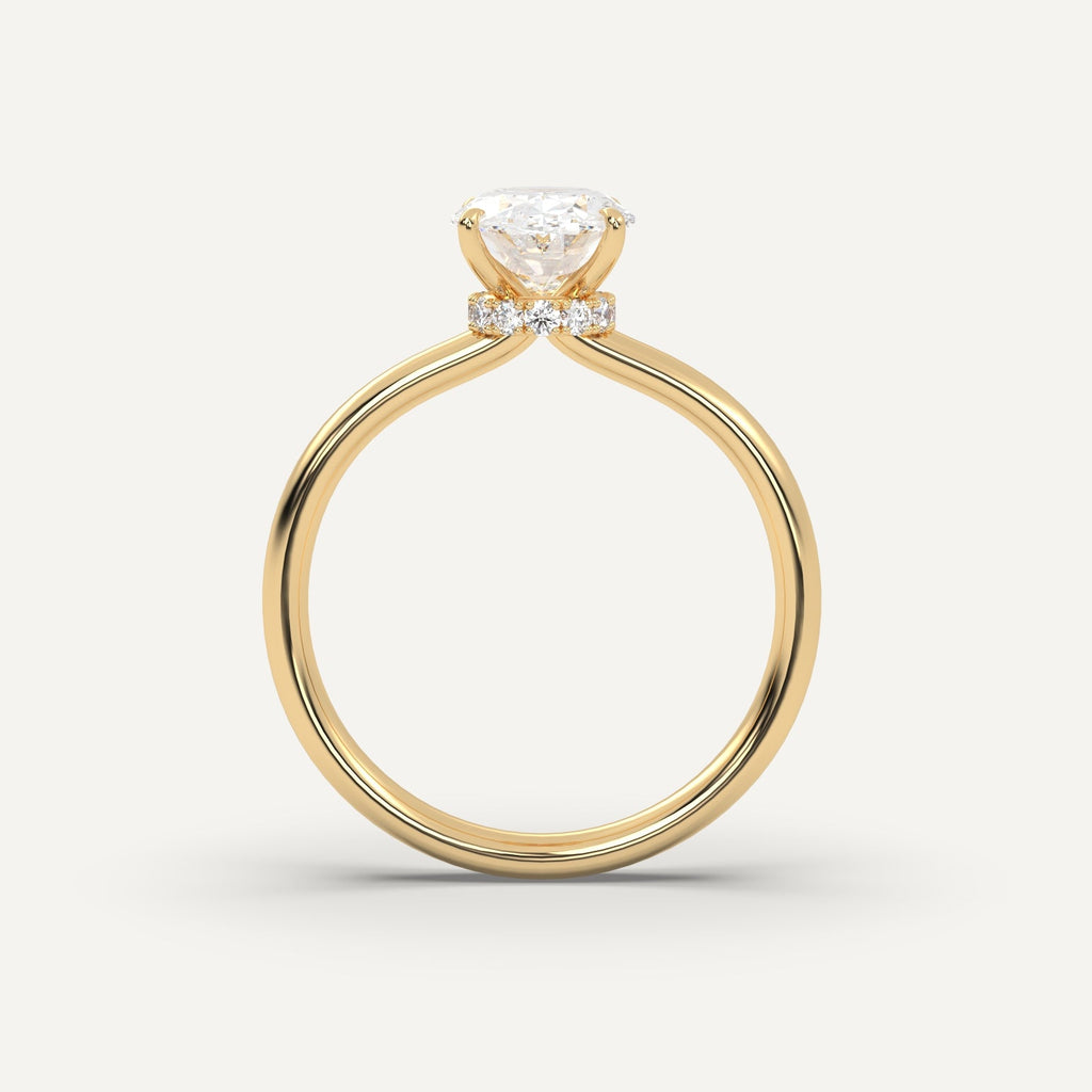 2 Carat Oval Cut Engagement Ring In 14K Yellow Gold