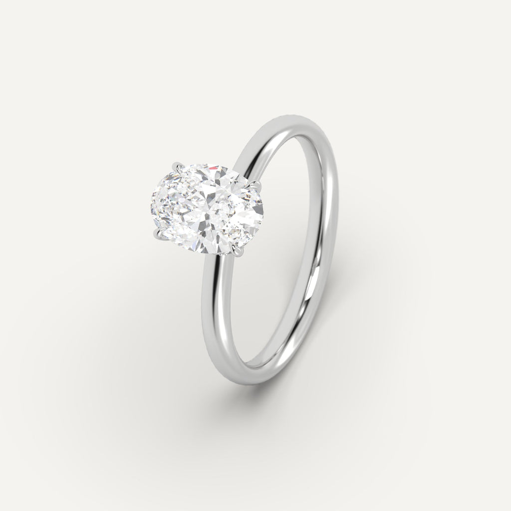 White Gold 2 Carat Engagement Ring Oval Cut Diamond