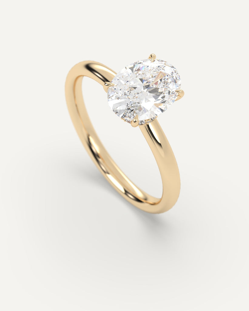 Hidden Halo Oval Cut Engagement Ring 2 Carat Diamond