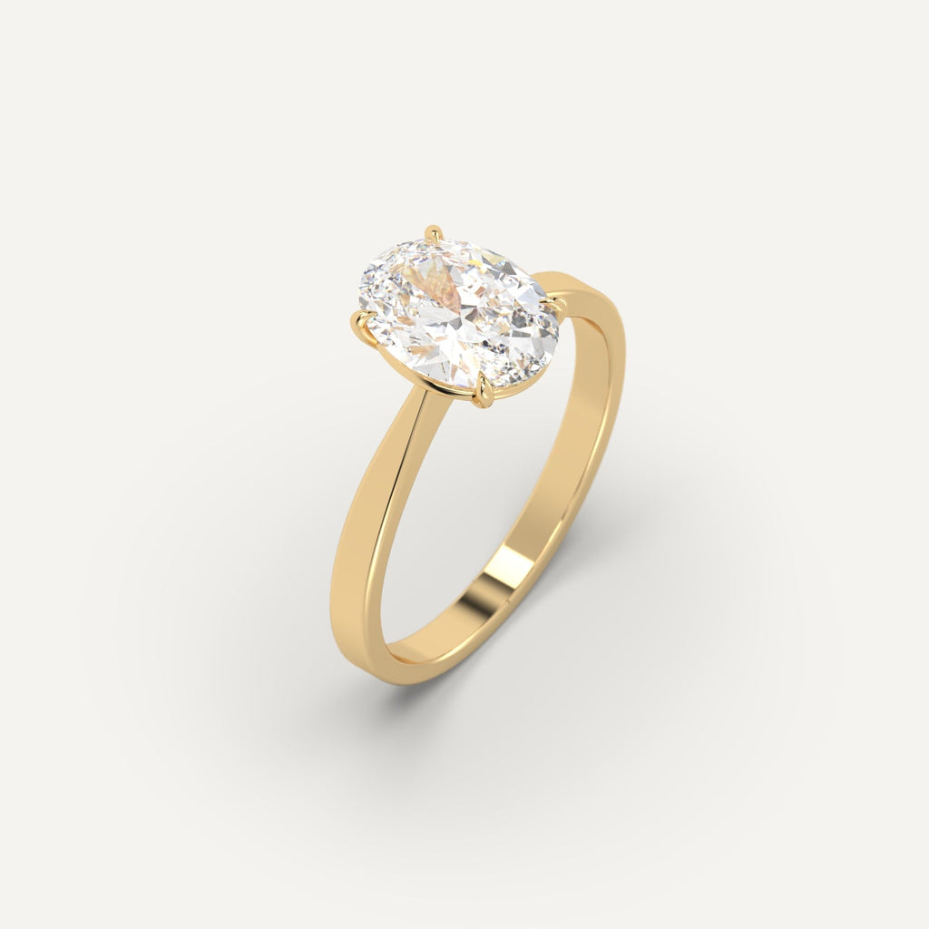 2 Carat Engagement Ring Oval Cut Diamond In 14K Yellow Gold