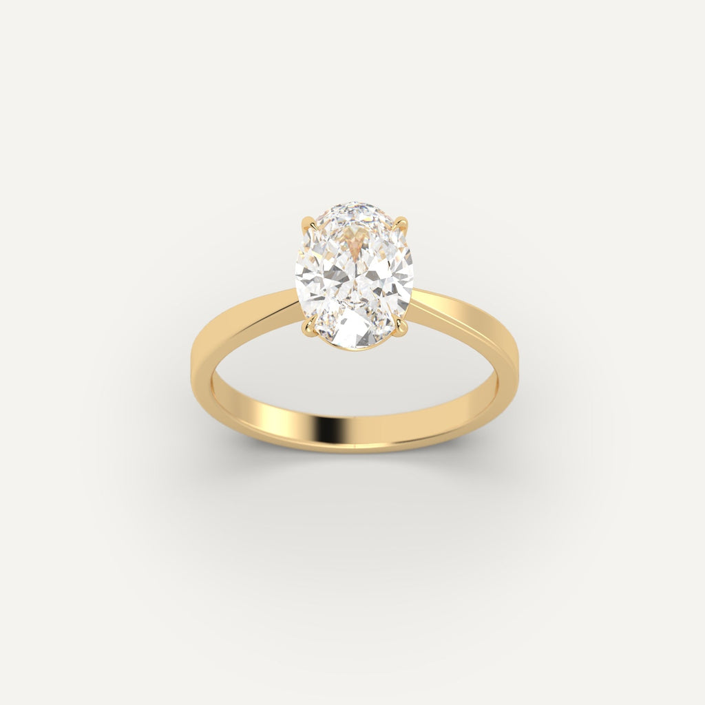 Yellow Gold 2 Carat Engagement Ring On Woman's Hand