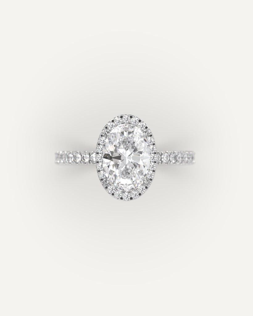 Halo Oval Cut Engagement Ring 2 Carat Diamond