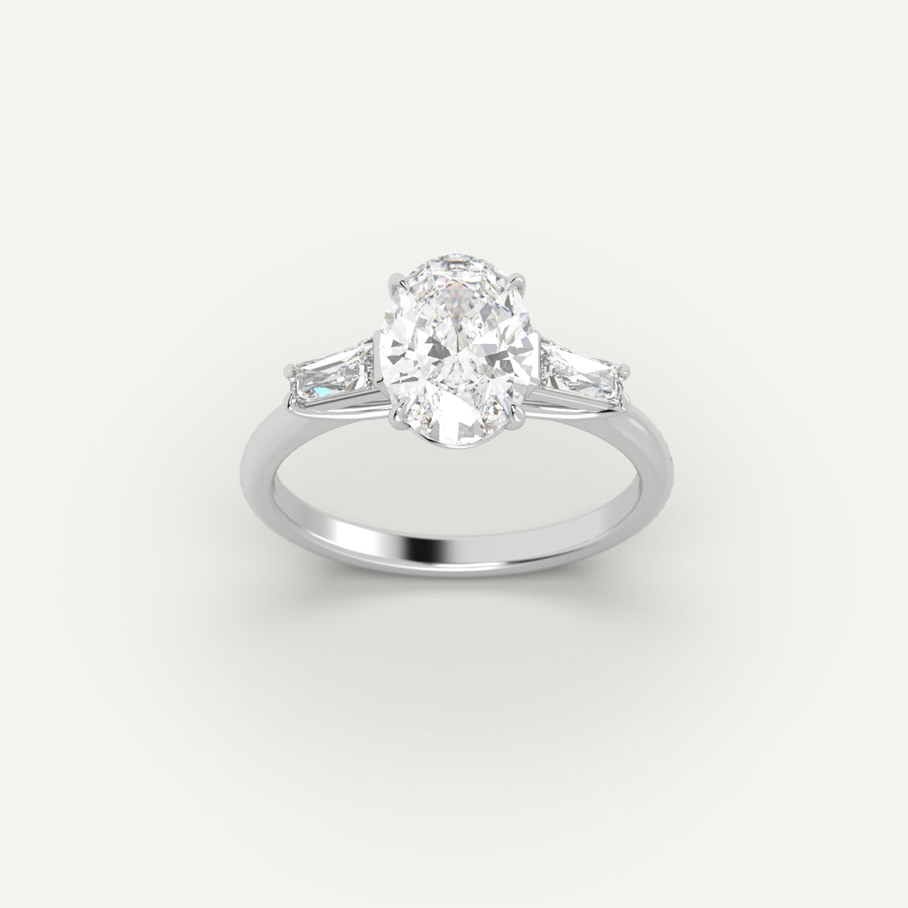 White Gold 2 Carat Engagement Ring On Woman's Hand
