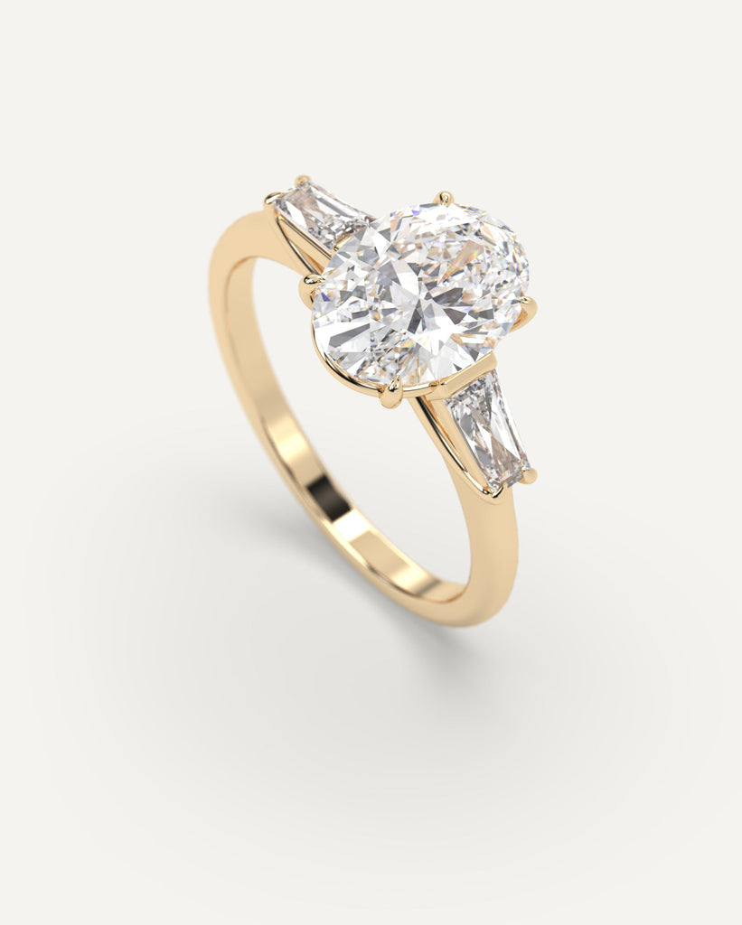 3-Stone Oval Cut Engagement Ring 2 Carat Diamond