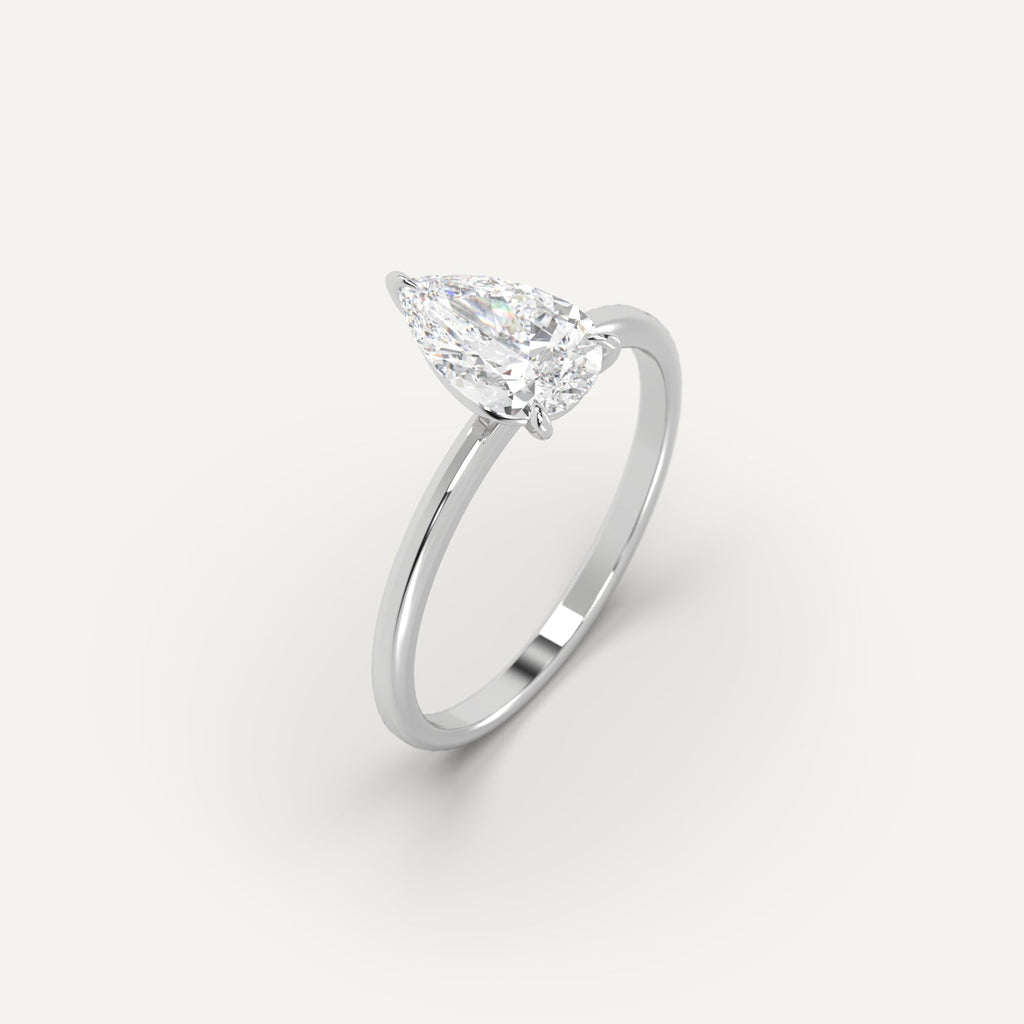 2 Carat Engagement Ring Pear Cut Diamond In 14K White Gold