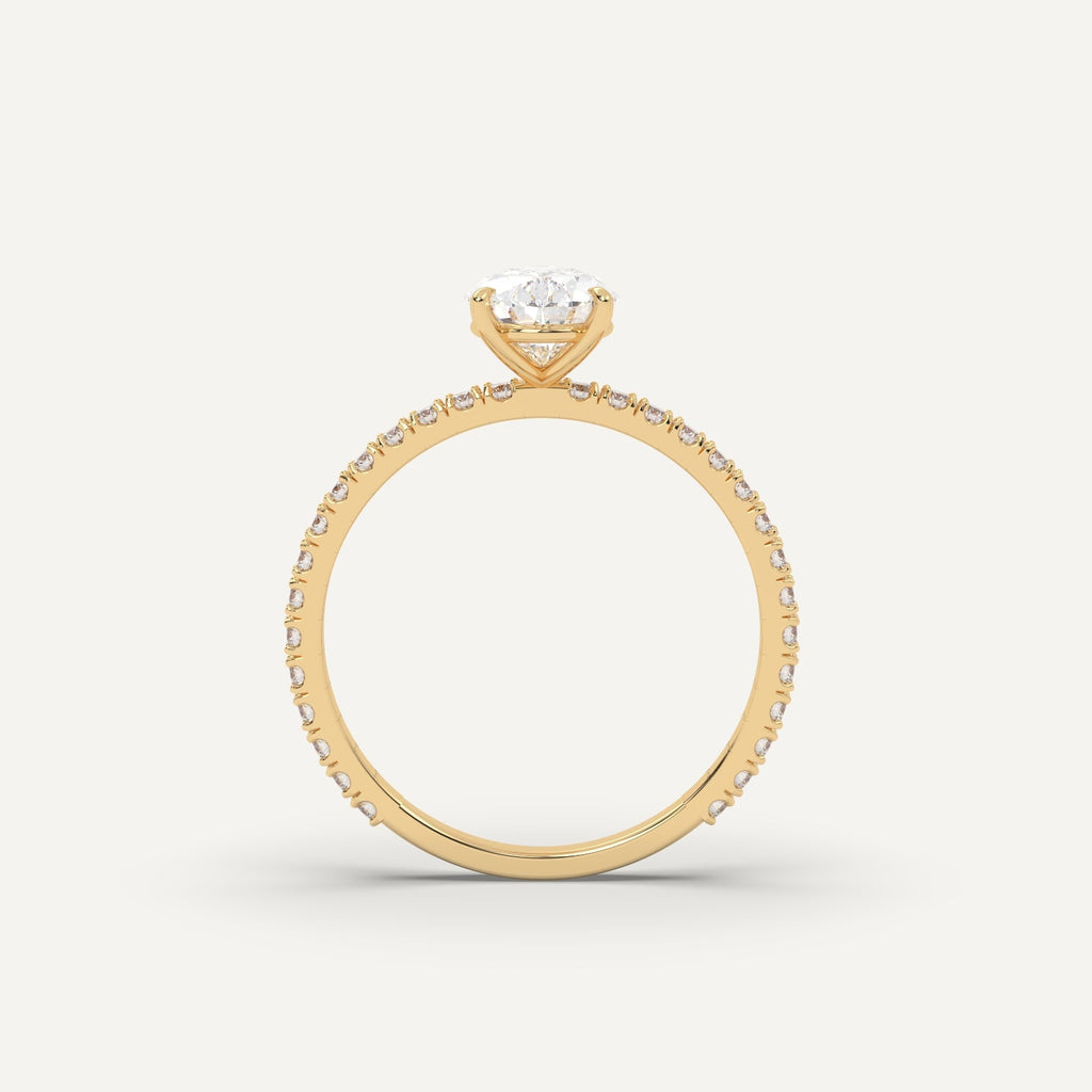 2 Carat Pear Cut Engagement Ring In 14K Yellow Gold