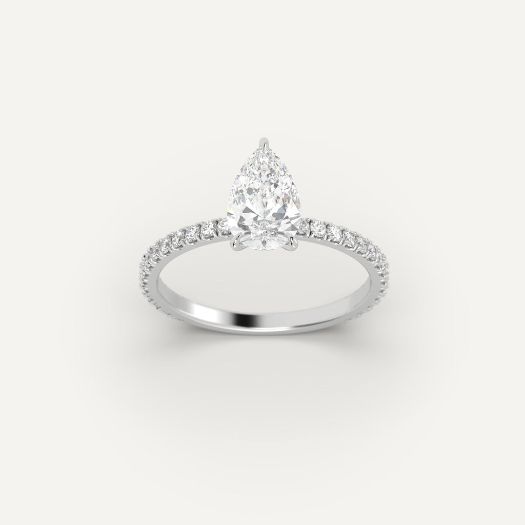 White Gold 2 Carat Engagement Ring On Woman's Hand