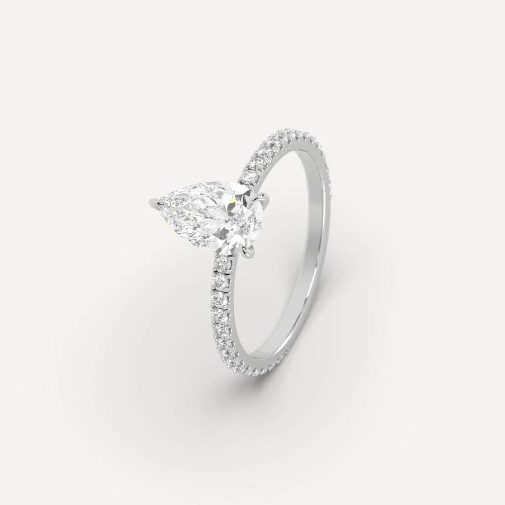 Platinum 2 Carat Engagement Ring Pear Cut Diamond