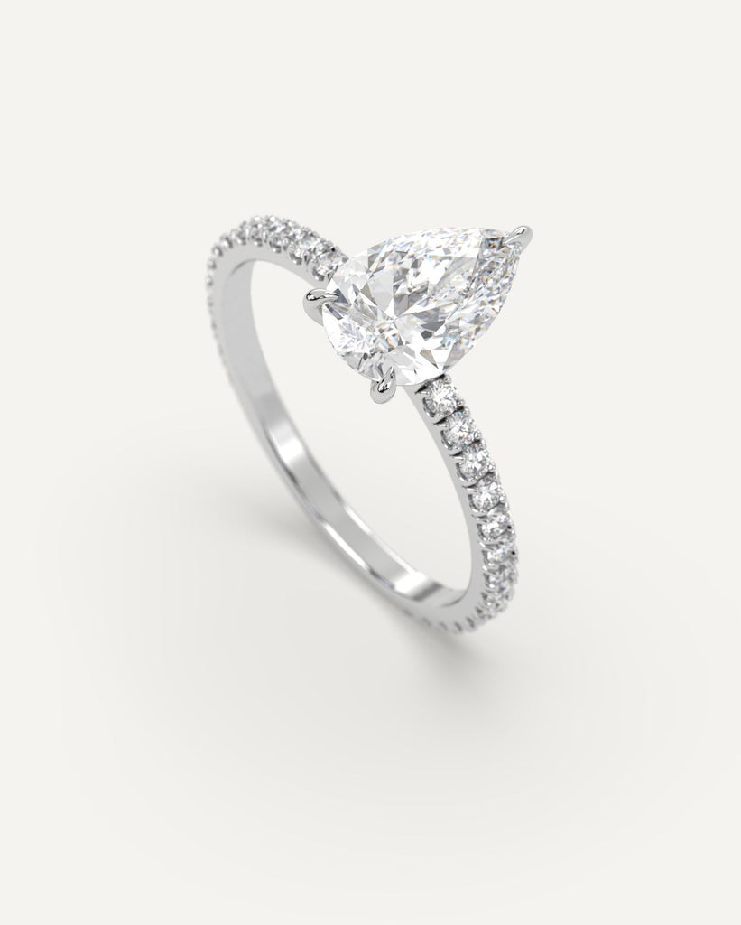 Pave Pear Cut Engagement Ring 2 Carat Diamond