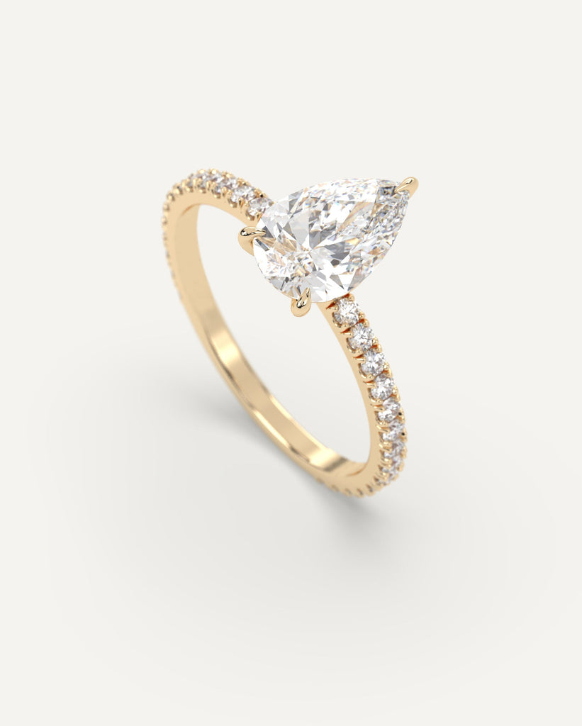 Pave Pear Cut Engagement Ring 2 Carat Diamond