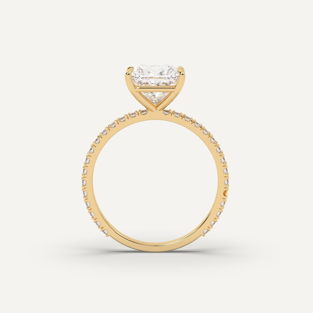 2 Carat Princess Cut Engagement Ring In 14K Yellow Gold