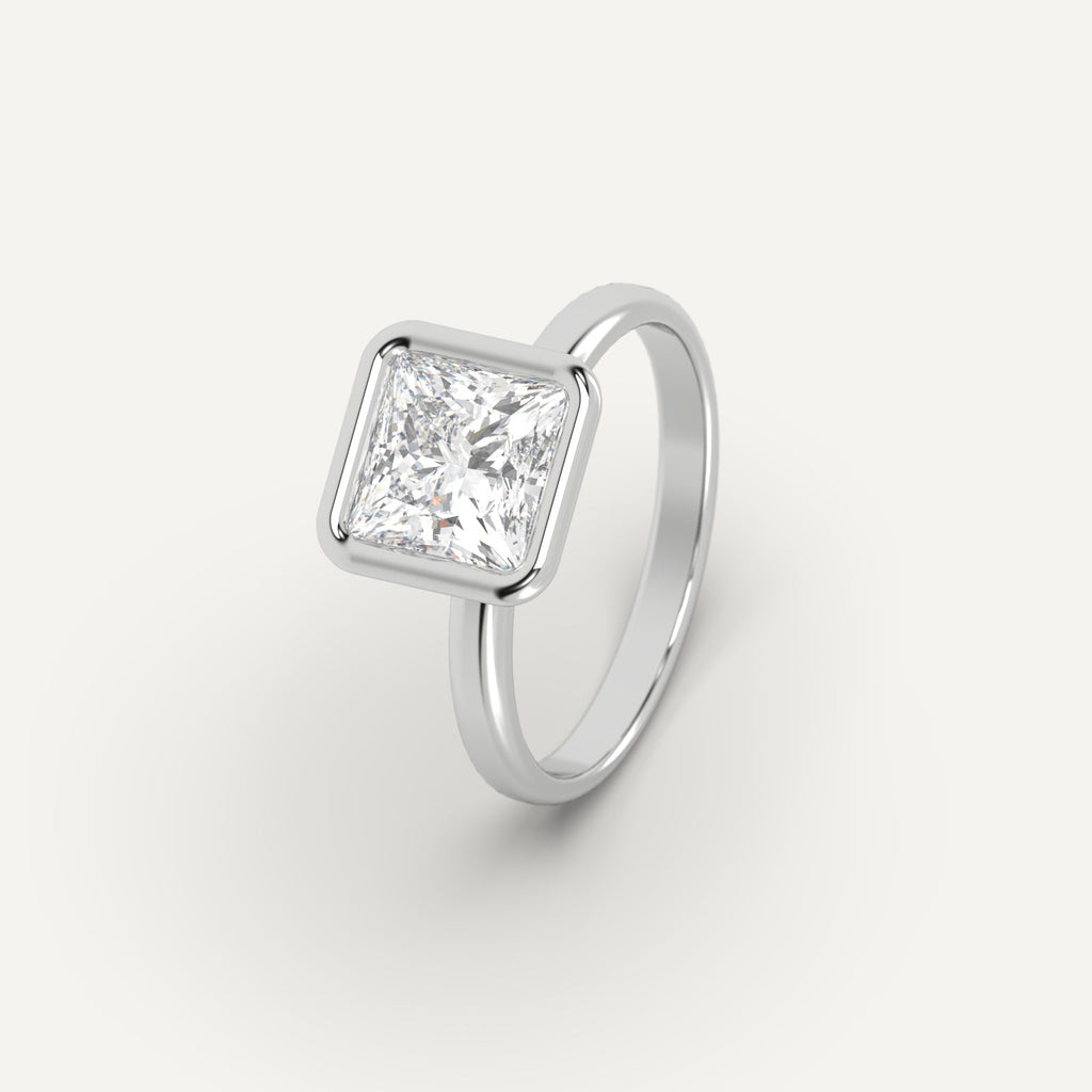 Platinum 2 Carat Engagement Ring Princess Cut Diamond