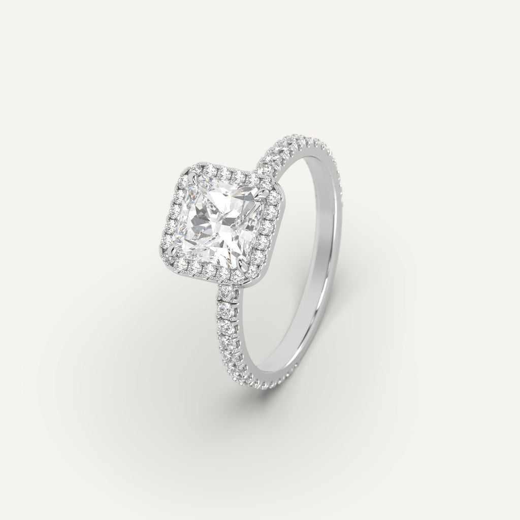White Gold 2 Carat Engagement Ring Radiant Cut Diamond