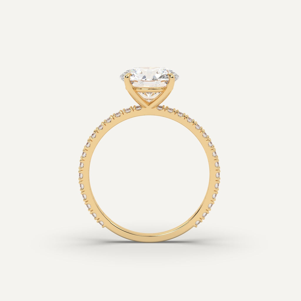 2 Carat Round Cut Engagement Ring In 14K Yellow Gold