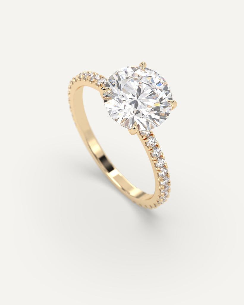 Pave Round Cut Engagement Ring 2 Carat Diamond