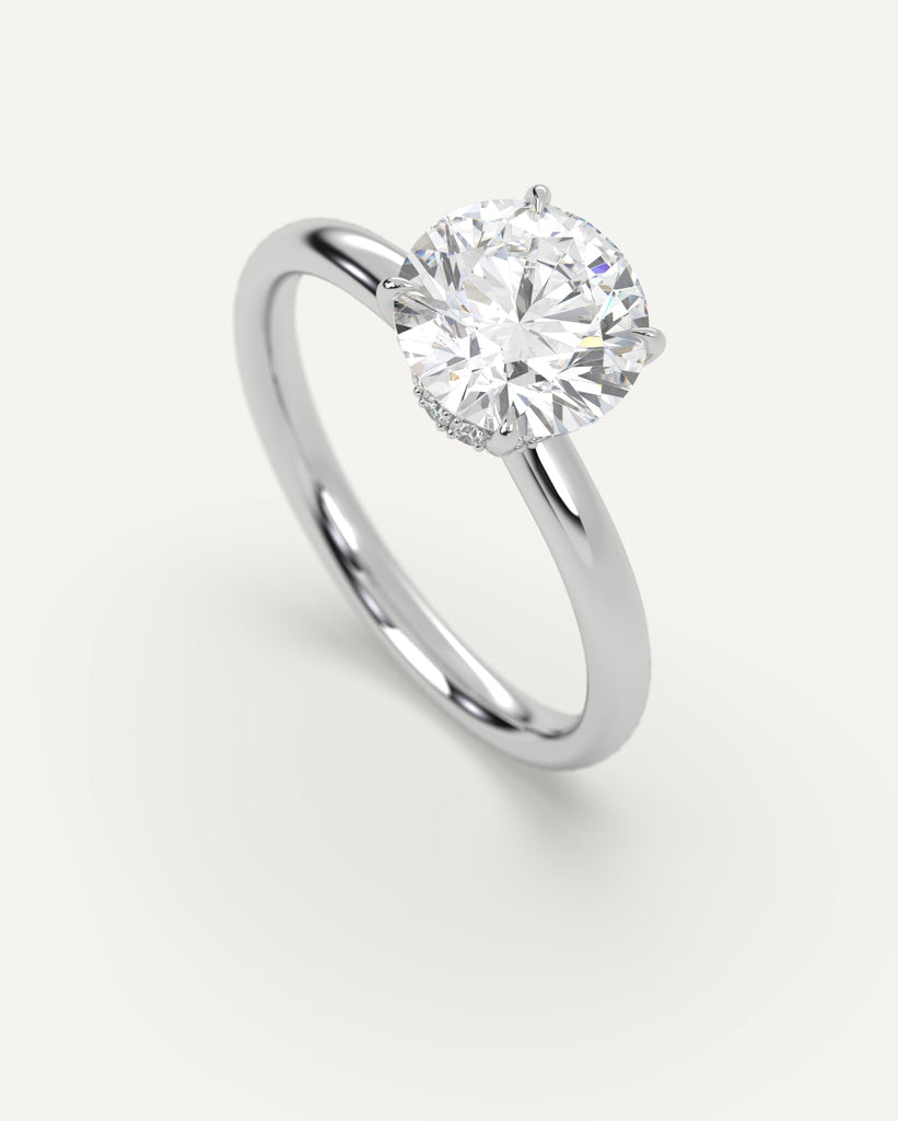 Hidden Halo Round Cut Engagement Ring 2 Carat Diamond