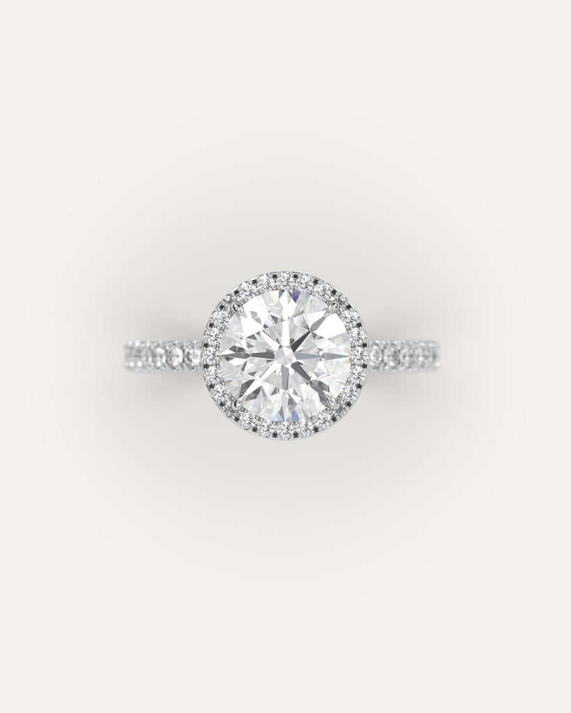 Halo Round Cut Engagement Ring 2 Carat Diamond