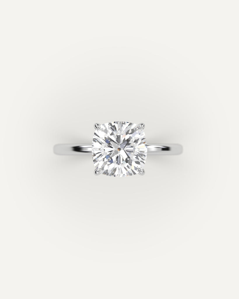Solitaire Cushion Cut Engagement Ring 3 Carat Diamond