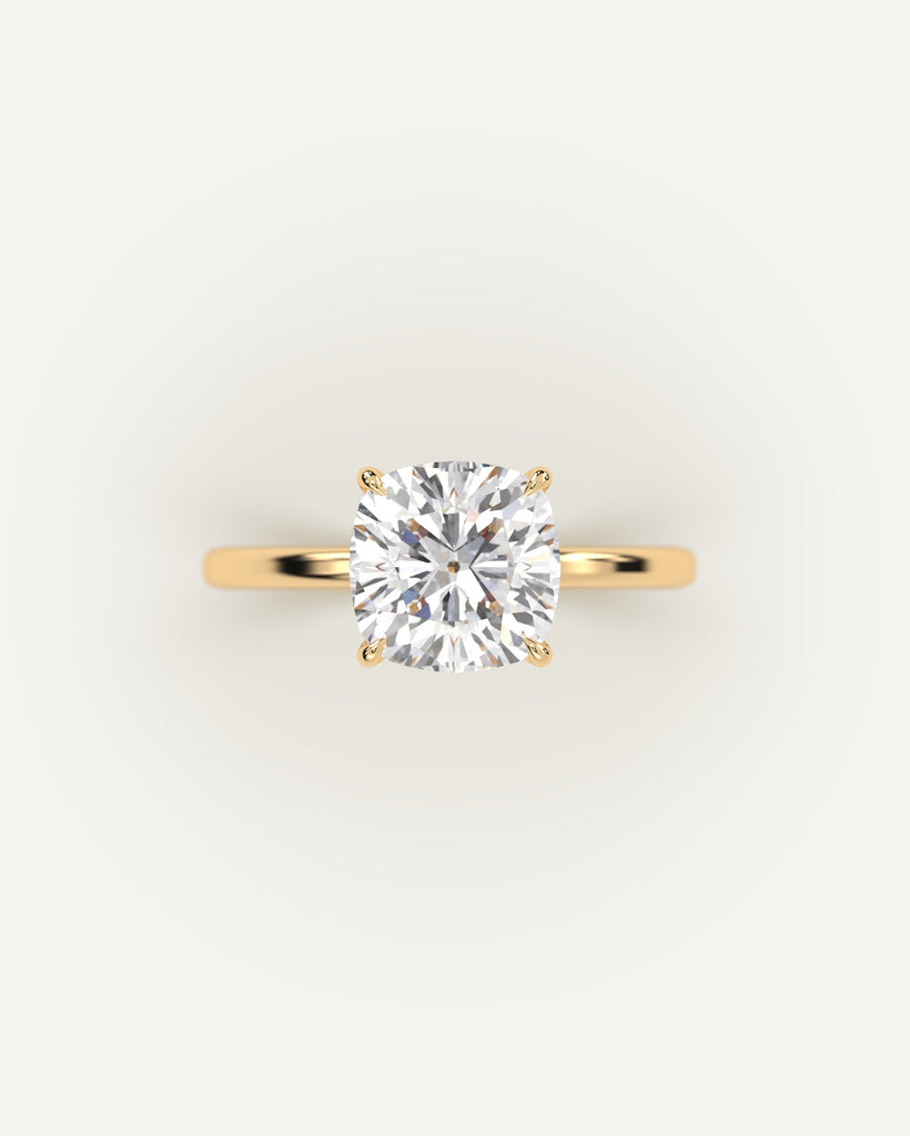 Solitaire Cushion Cut Engagement Ring 3 Carat Diamond