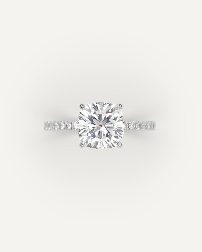 Pave Cushion Cut Engagement Ring 3 Carat Diamond
