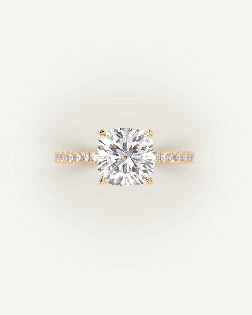 Pave Cushion Cut Engagement Ring 3 Carat Diamond