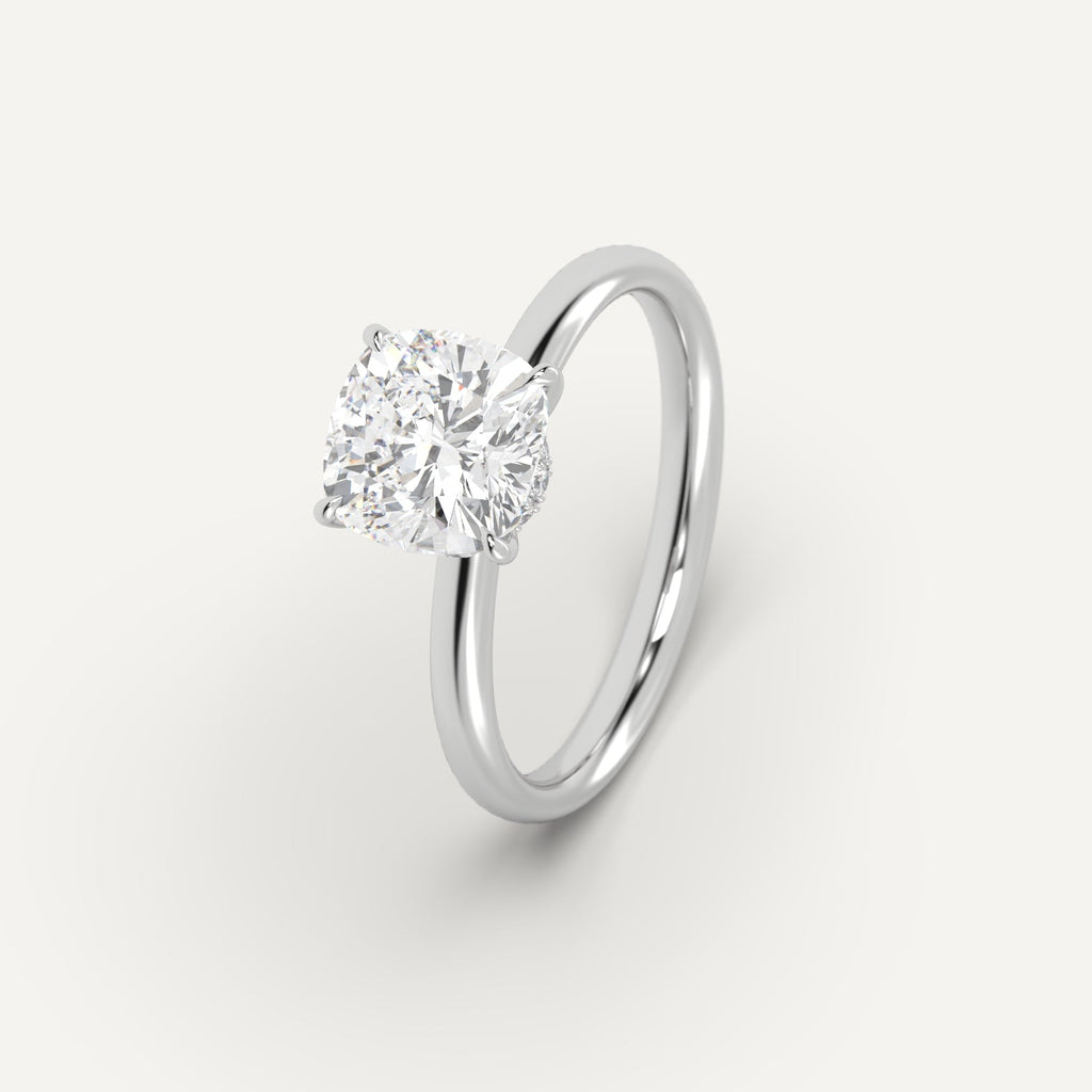 Platinum 3 Carat Engagement Ring Cushion Cut Diamond