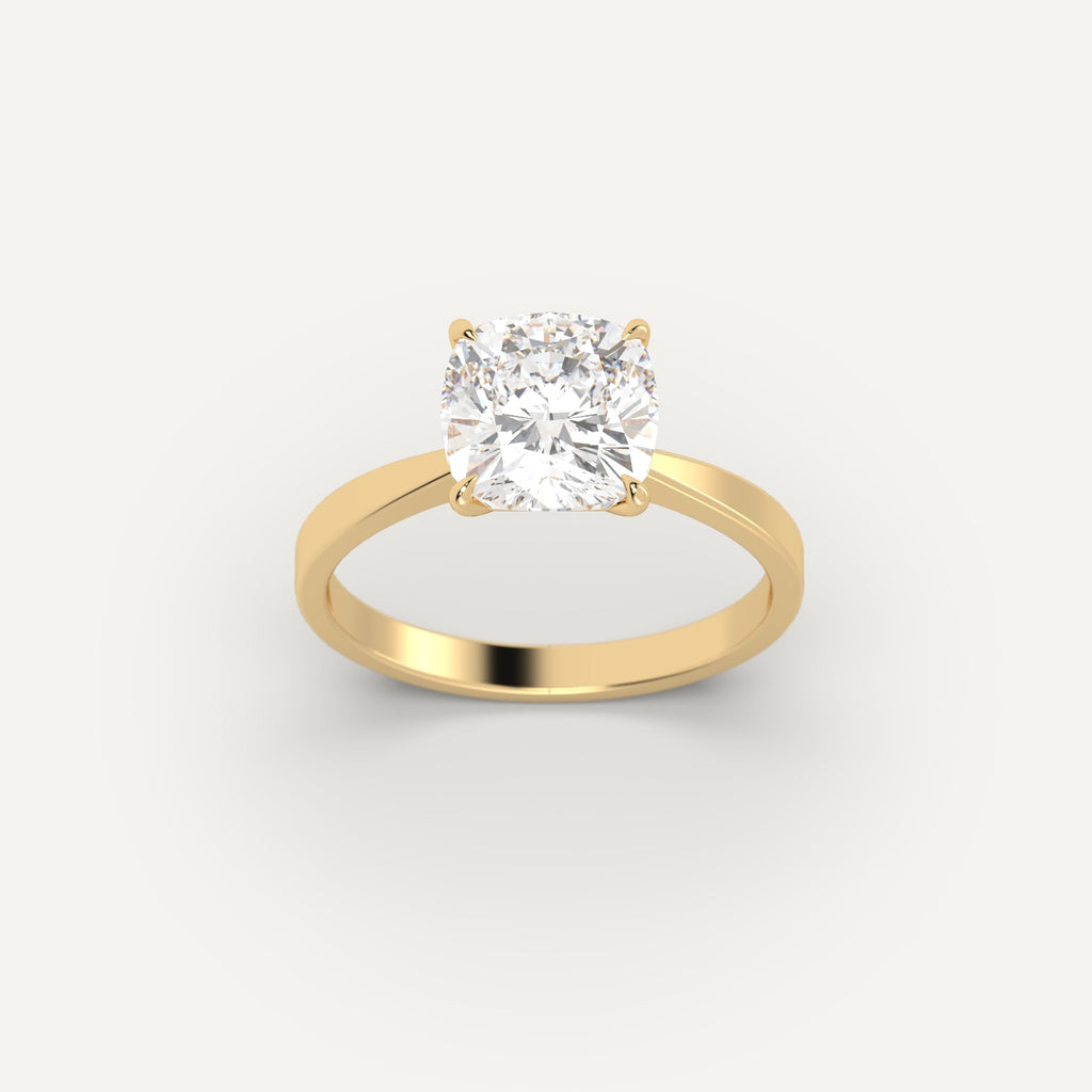 Yellow Gold 3 Carat Engagement Ring On Woman's Hand