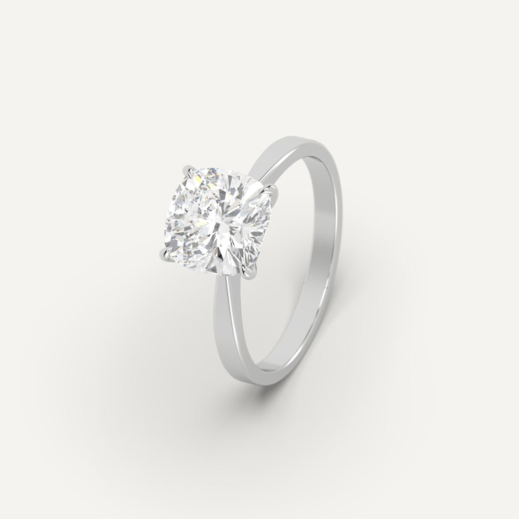 Platinum 3 Carat Engagement Ring Cushion Cut Diamond