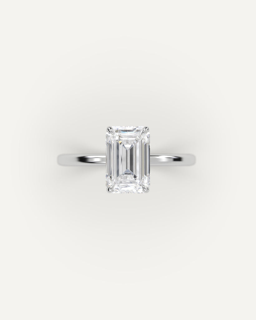 Whisper Thin Emerald Cut Engagement Ring 3 Carat Diamond