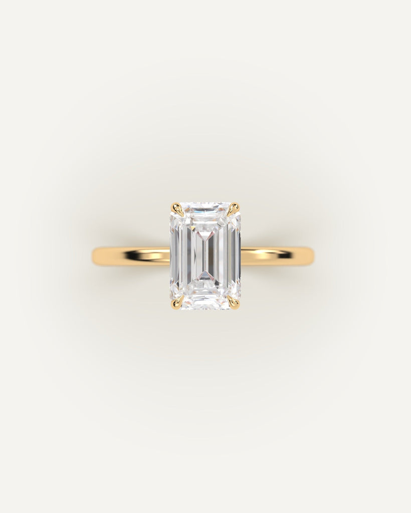 Whisper Thin Emerald Cut Engagement Ring 3 Carat Diamond