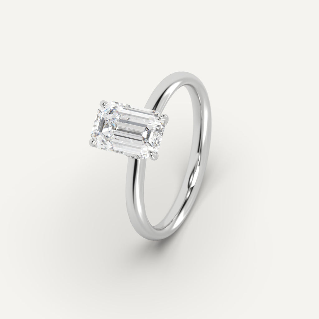 White Gold 3 Carat Engagement Ring Emerald Cut Diamond