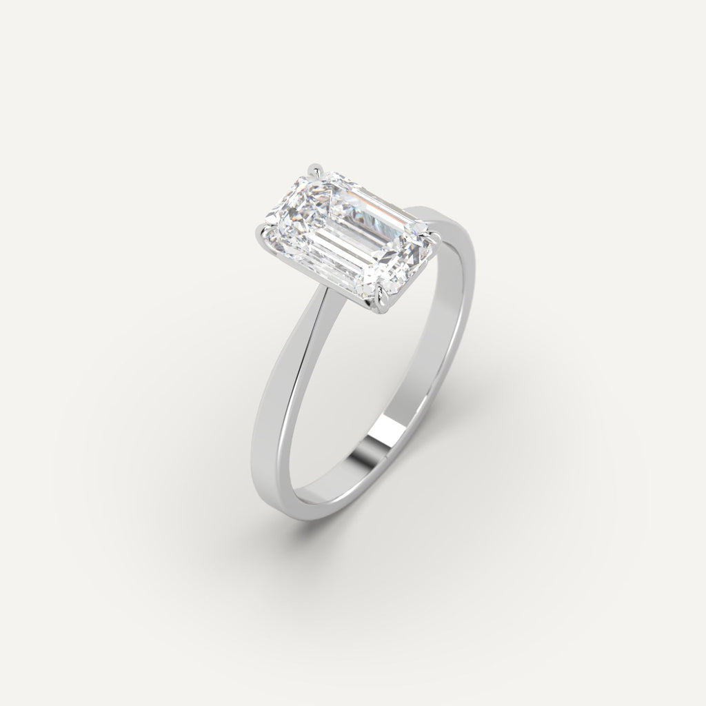 3 Carat Engagement Ring Emerald Cut Diamond In 14K White Gold