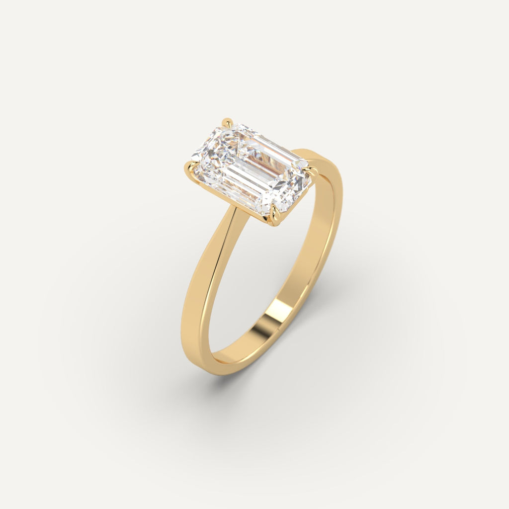 3 Carat Engagement Ring Emerald Cut Diamond In 14K Yellow Gold