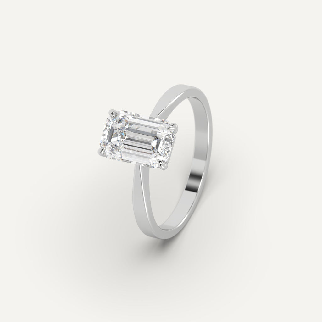 Platinum 3 Carat Engagement Ring Emerald Cut Diamond