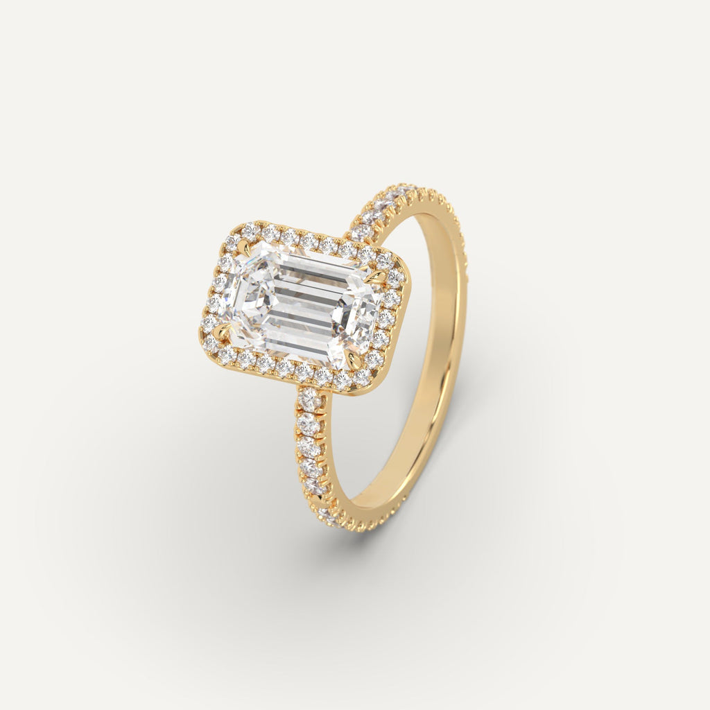 Yellow Gold 3 Carat Engagement Ring Emerald Cut Diamond