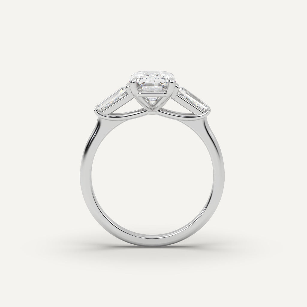 3 Carat Emerald Cut Engagement Ring In 14K White Gold