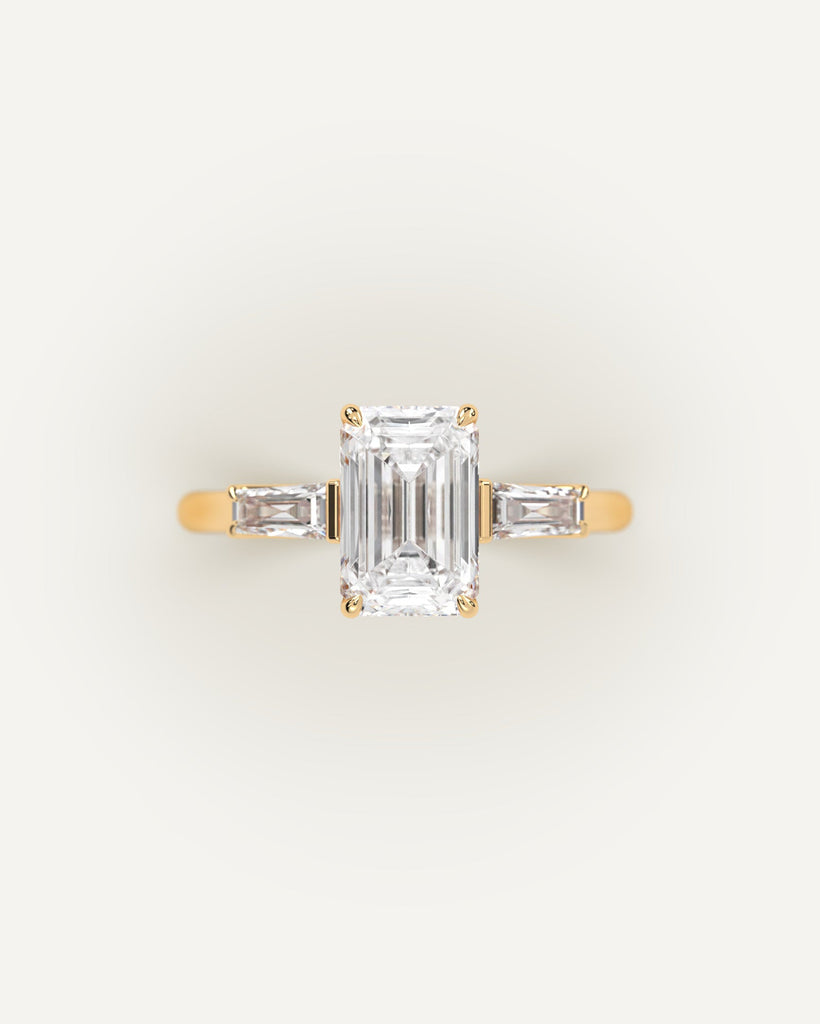 3-Stone Emerald Cut Engagement Ring 3 Carat Diamond