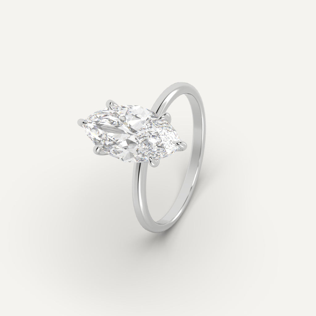 White Gold 3 Carat Engagement Ring Marquise Cut Diamond