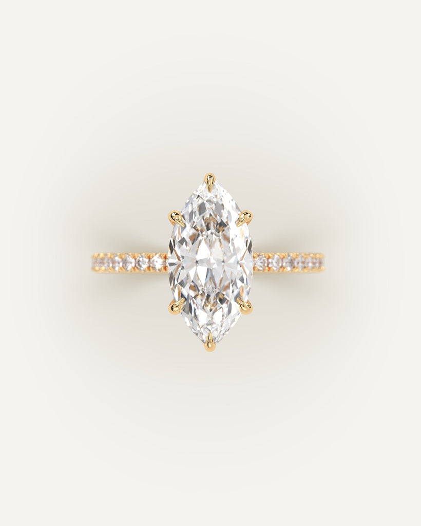 Pave Marquise Cut Engagement Ring 3 Carat Diamond