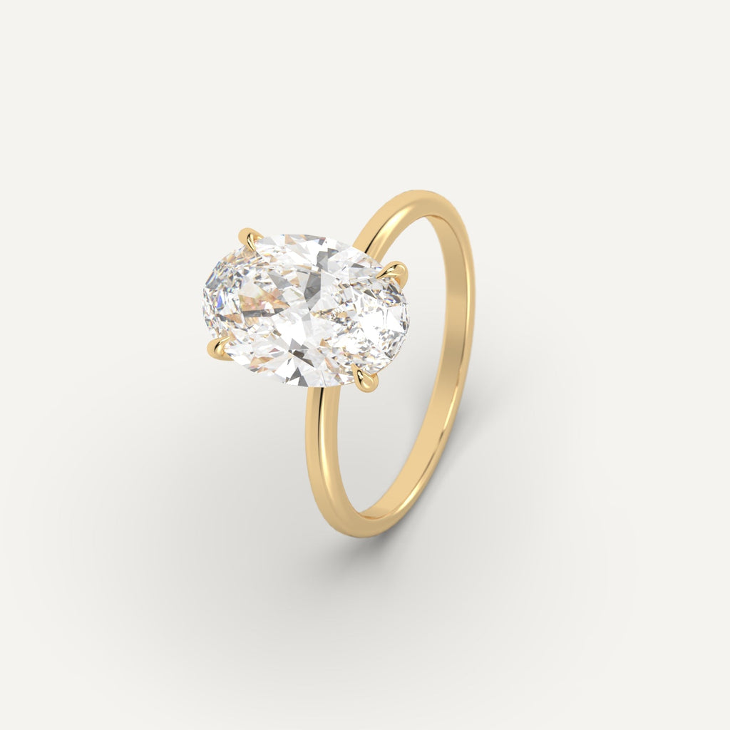 Yellow Gold 3 Carat Engagement Ring Oval Cut Diamond