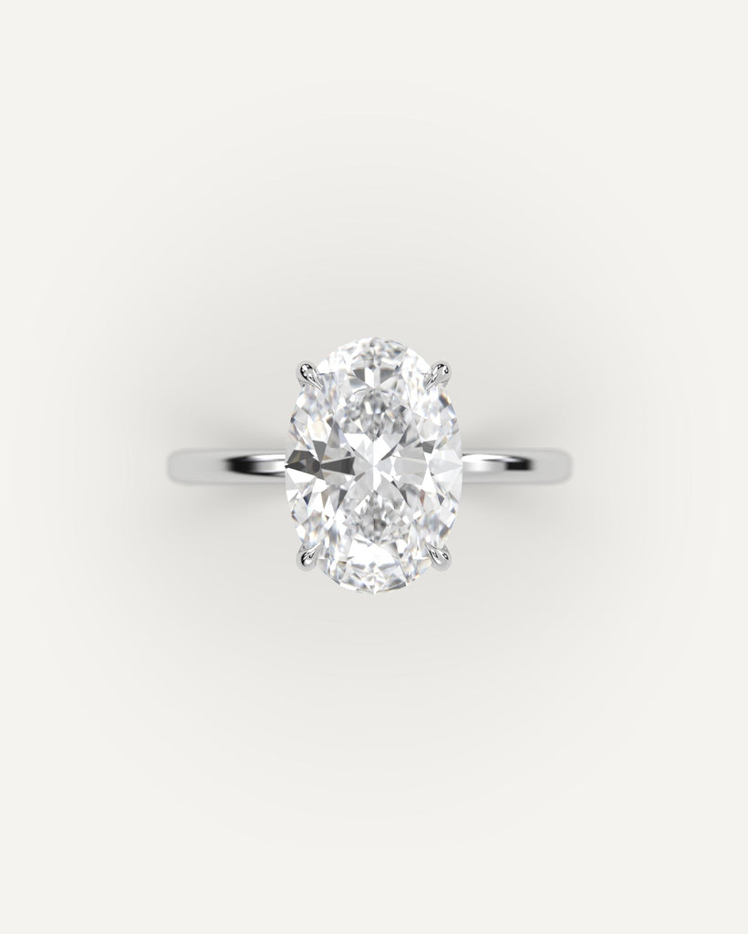 Whisper Thin Oval Cut Engagement Ring 3 Carat Diamond