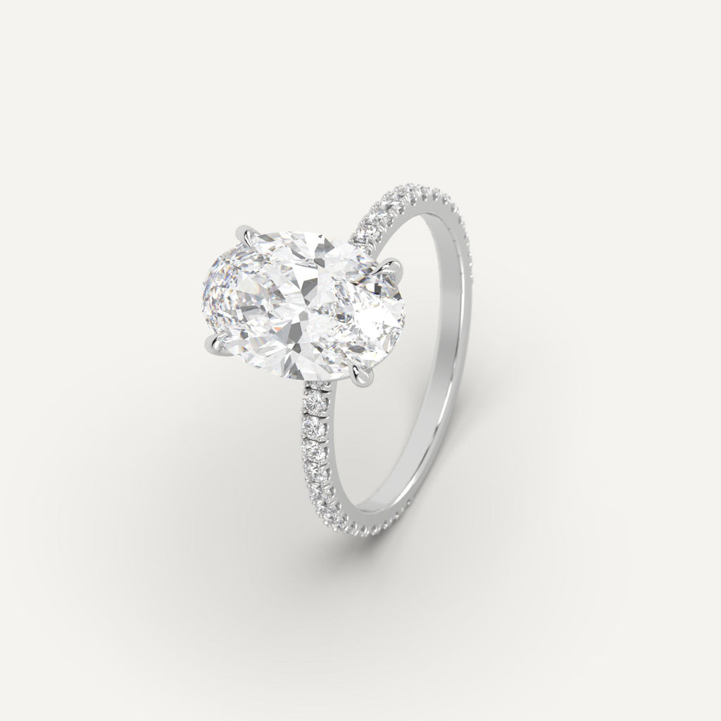 Platinum 3 Carat Engagement Ring Oval Cut Diamond